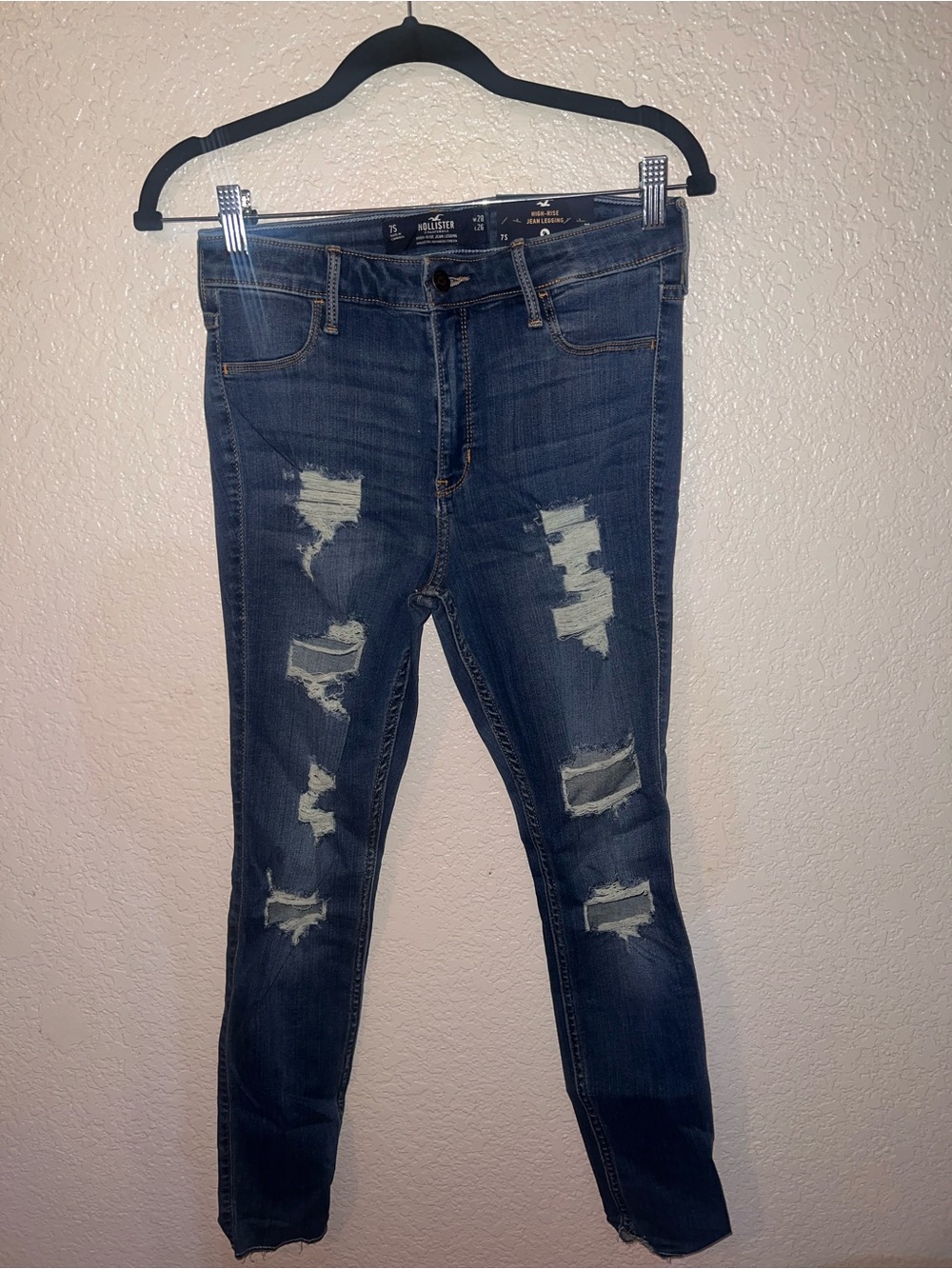 NWT Hollister Women's Dark Blue Distressed Skinny Jean Legging